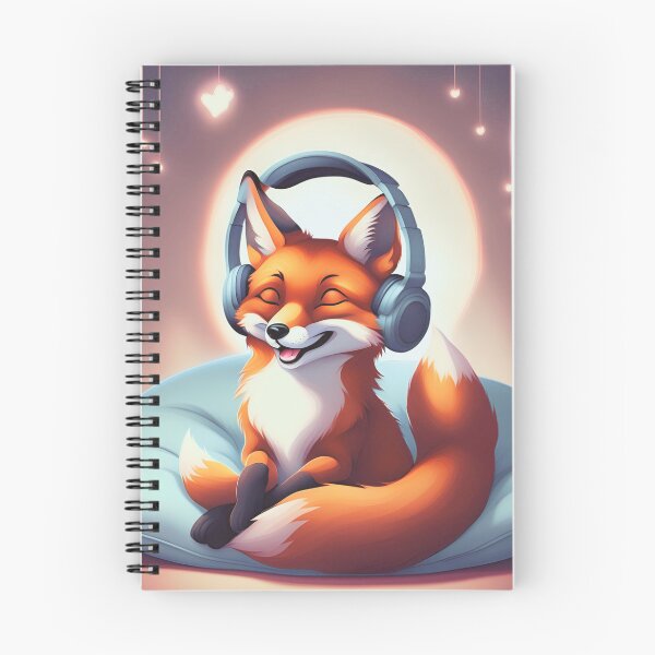 Item preview, Smiling fox with headphones on pillow designed and sold by ColorfulCreate.