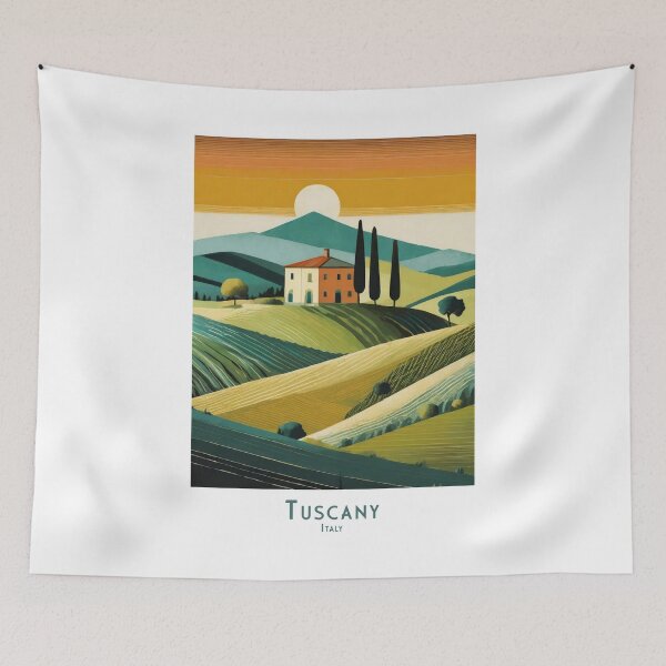 Item preview, Retro Minimalist Travel Poster Tuscany Italy – Vintage Landscape Art designed and sold by pod24.