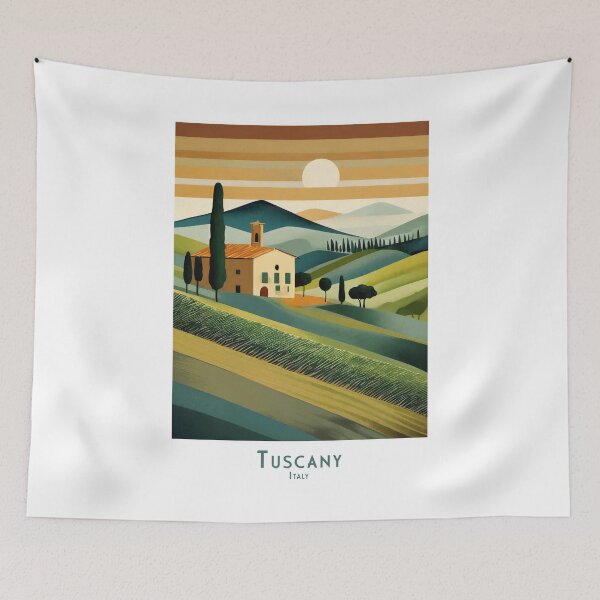 Item preview, Vintage Minimalist Travel Poster Tuscany Italy – Retro Landscape Art designed and sold by pod24.