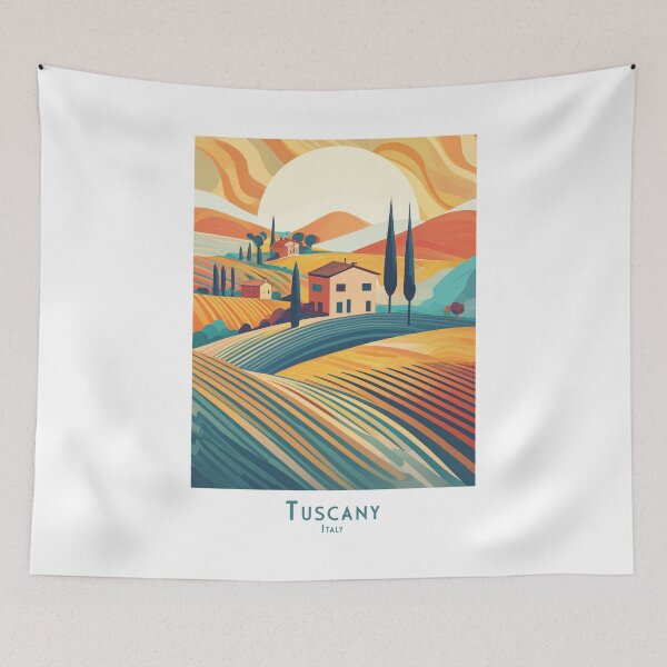 Item preview, Retro Minimalist Travel Poster Tuscany Italy – Vintage Landscape Art designed and sold by pod24.