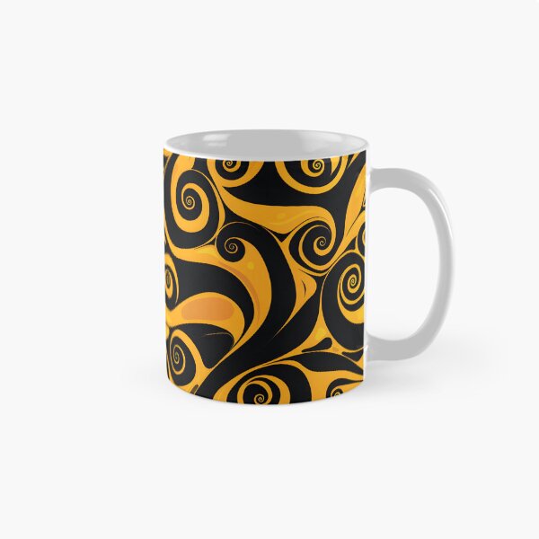 Item preview, Yellow and Black Lines Swirls Abstract Pattern  designed and sold by palaco210.
