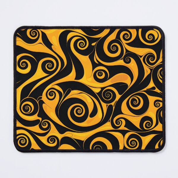Item preview, Yellow and Black Lines Swirls Abstract Pattern  designed and sold by palaco210.