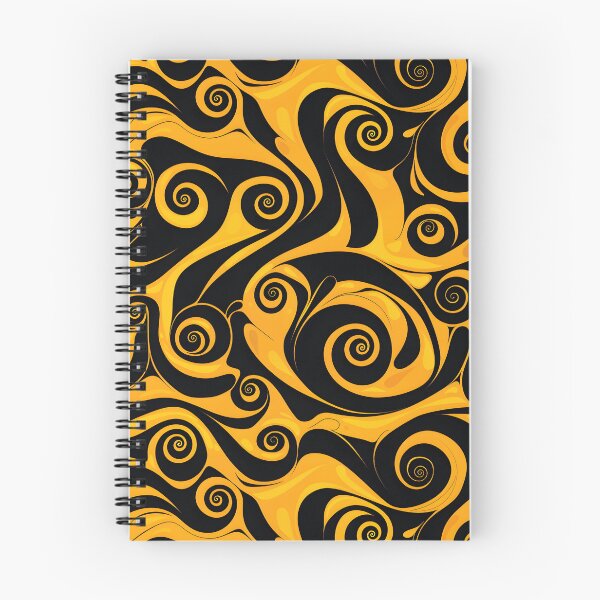 Item preview, Yellow and Black Lines Swirls Abstract Pattern  designed and sold by palaco210.
