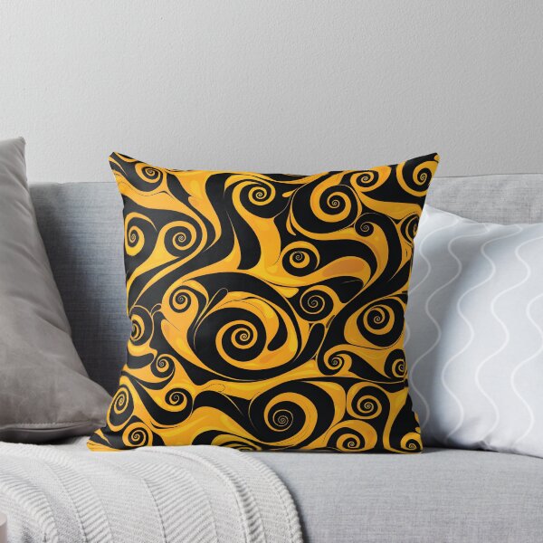 Item preview, Yellow and Black Lines Swirls Abstract Pattern  designed and sold by palaco210.
