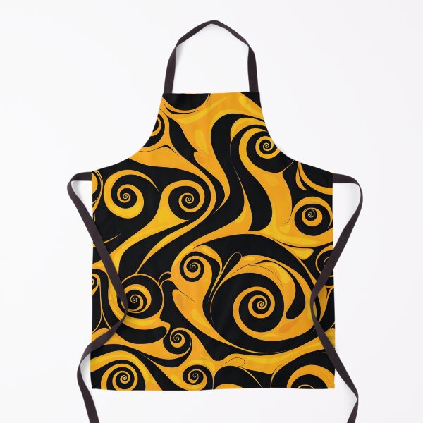 Item preview, Yellow and Black Lines Swirls Abstract Pattern  designed and sold by palaco210.