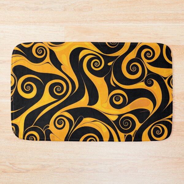 Item preview, Yellow and Black Lines Swirls Abstract Pattern  designed and sold by palaco210.