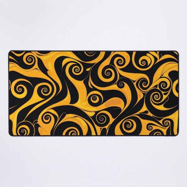 Item preview, Yellow and Black Lines Swirls Abstract Pattern  designed and sold by palaco210.