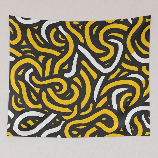 Item preview, Yellow, White, and Black Lines Abstract Pattern  designed and sold by palaco210.