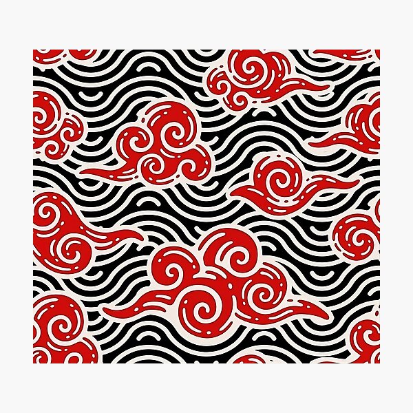 Item preview, Red Clouds with Sea Ornament Pattern designed and sold by Teravill.