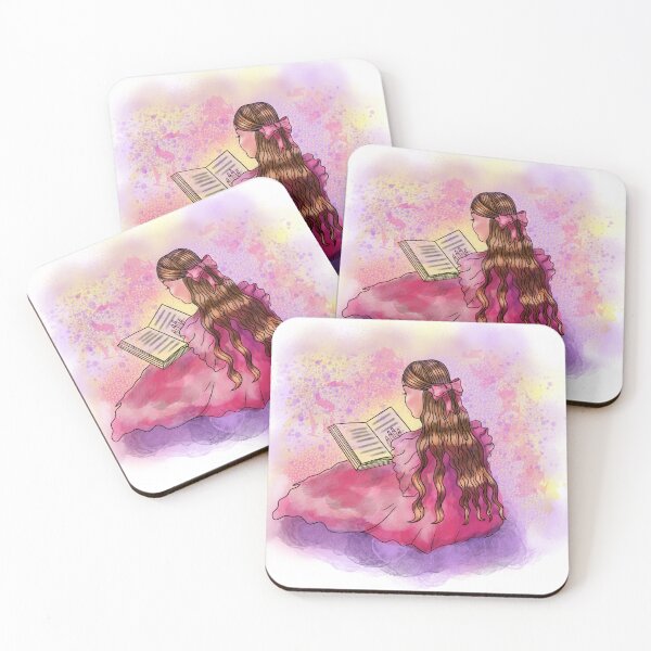 Item preview, Backwards view of woman reading abstract background  designed and sold by altairaleon.