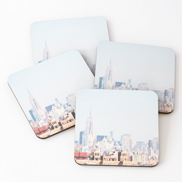 Item preview, New York, USA I Retro vintage Manhattan skyline to industrial cityscape brick architecture and orange red aesthetic with the silhouette of skyscrapers like Rockefeller from the brooklyn bridge designed and sold by Julie Travel Photography.
