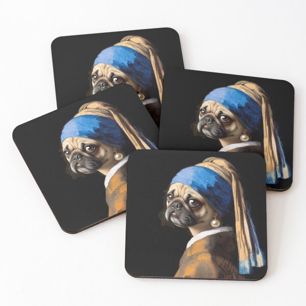 Item preview, Dog Girl with Pearl Earring Vermeer painting parody designed and sold by ArtUnova.