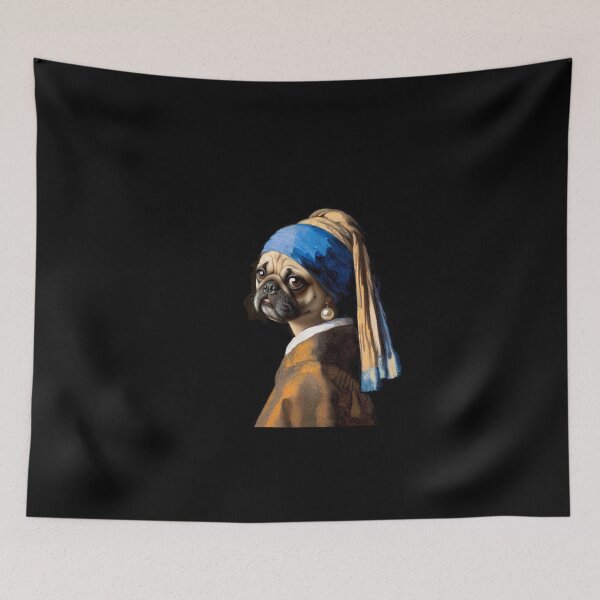 Item preview, Dog Girl with Pearl Earring Vermeer painting parody designed and sold by ArtUnova.