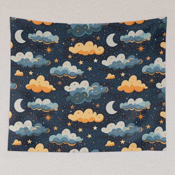 Item preview, Retro Cloudy Night Skies designed and sold by palaco210.