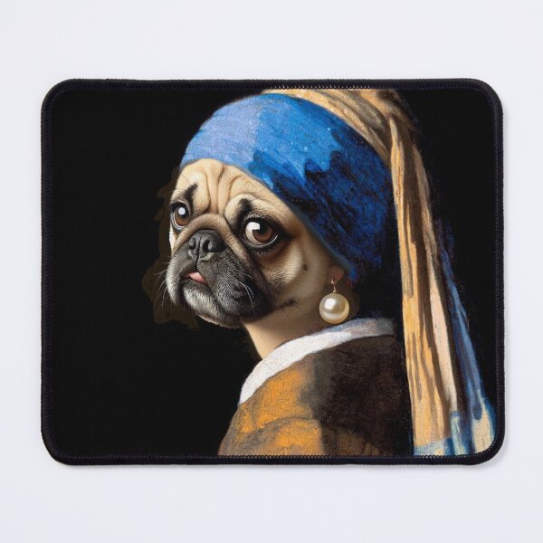 Item preview, Dog Girl with Pearl Earring Vermeer painting parody designed and sold by ArtUnova.