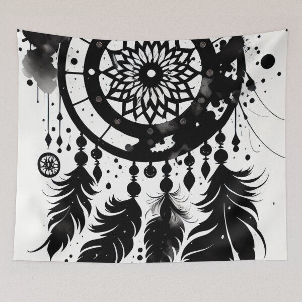 Item preview, amulet, dreamcatcher, drawing, ink, designed and sold by DonnaBlankaArt.