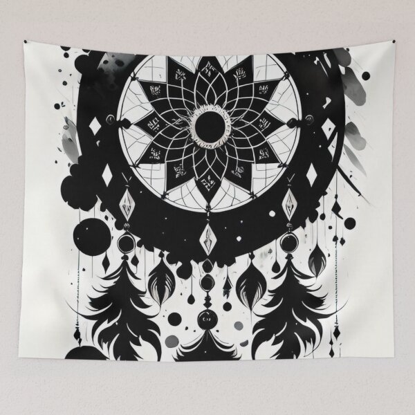 Item preview, amulet, dreamcatcher, drawing, ink, designed and sold by DonnaBlankaArt.