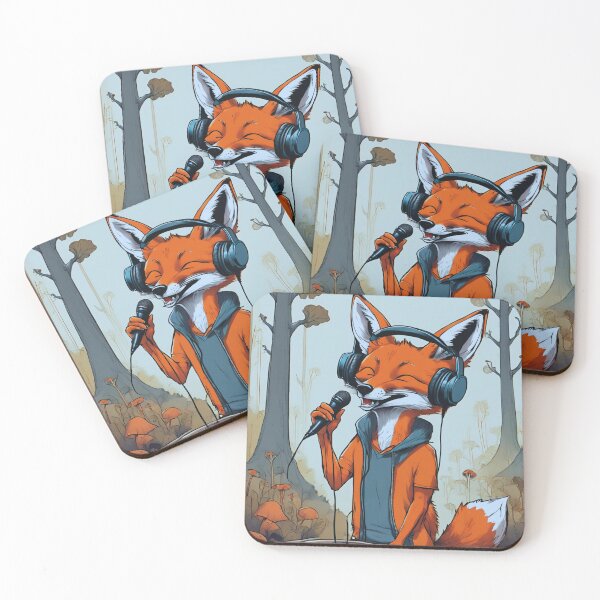 Item preview, smiling fox sing in forest designed and sold by ColorfulCreate.