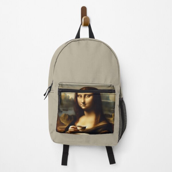 Item preview, Mona Lisa with Cup of Tea Leonardo Da Vinci painting parody designed and sold by ArtUnova.