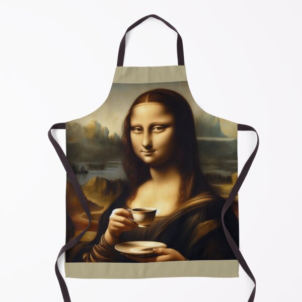 Item preview, Mona Lisa with Cup of Tea Leonardo Da Vinci painting parody designed and sold by ArtUnova.
