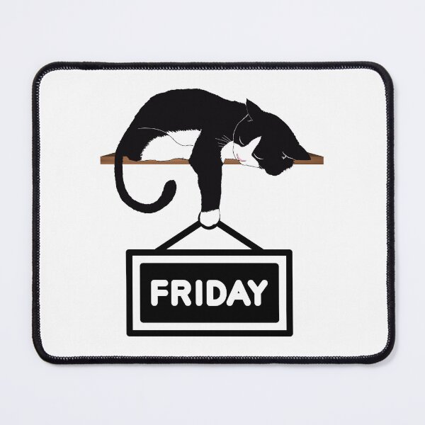 Item preview, Sleeping Cat Holding Up A Friday Sign designed and sold by signshirtz.