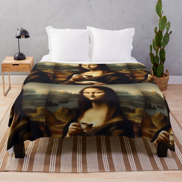 Item preview, Mona Lisa with Cup of Tea Leonardo Da Vinci painting parody designed and sold by ArtUnova.