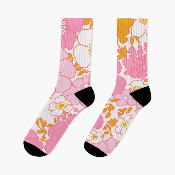 Item preview, Pastel Pink Wild Flowers Floral Retro 70s designed and sold by trajeado14.
