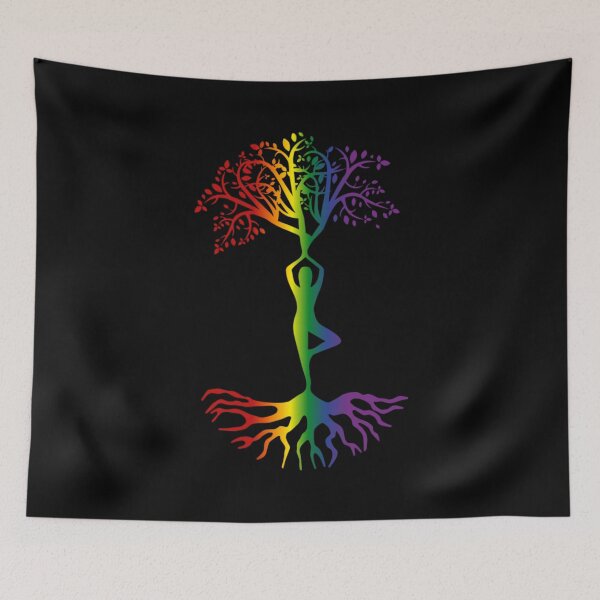 Item preview, Tree of Life, Om Yoga, Yoga pose rainbow tree graphic. Spiritual tree of life graphic designed and sold by PrideBeProud.