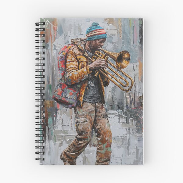 Item preview, street musician playing a brass instrument designed and sold by Love-Light-Bite.