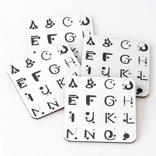 CALLIGRAPHY LETTERS Coasters (Set of 4)