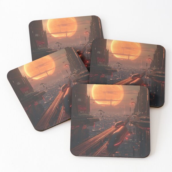 Item preview,  image of a futuristic cityscape at sunset designed and sold by Love-Light-Bite.