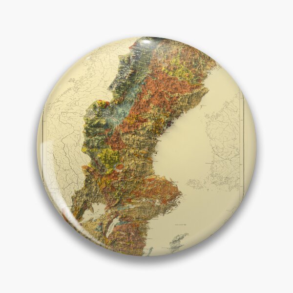 Item preview, 1910 Sweden Shaded Relief 3D Map digitally-rendered designed and sold by ThinkAboutMaps.