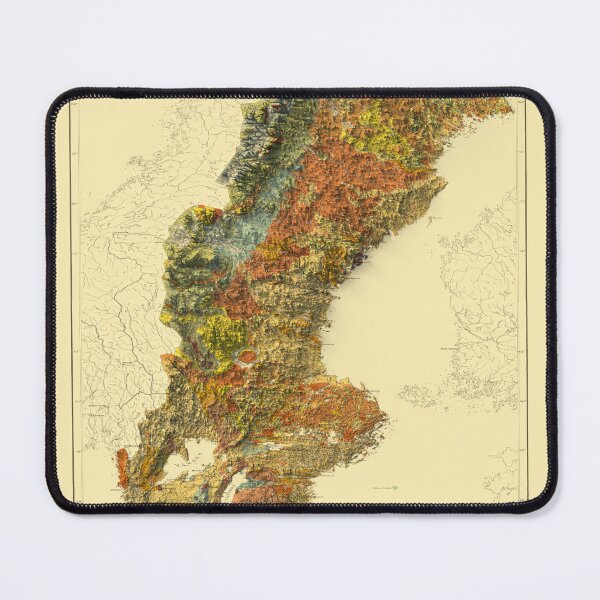 Item preview, 1910 Sweden Shaded Relief 3D Map digitally-rendered designed and sold by ThinkAboutMaps.