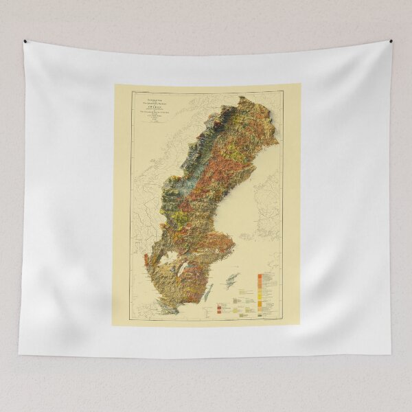 Item preview, 1910 Sweden Shaded Relief 3D Map digitally-rendered designed and sold by ThinkAboutMaps.
