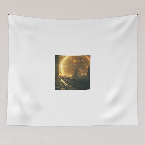 Item preview, image of a futuristic cityscape with a massive, glowing sun designed and sold by Love-Light-Bite.