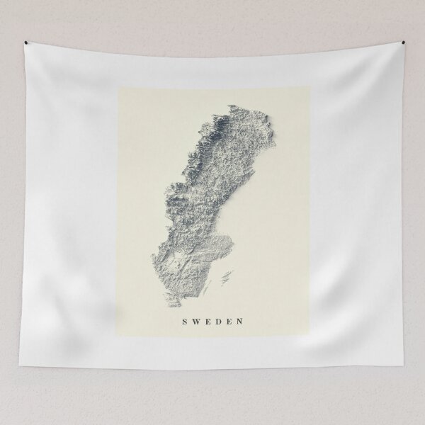 Item preview, Sweden Shaded Relief 3D Map digitally-rendered designed and sold by ThinkAboutMaps.