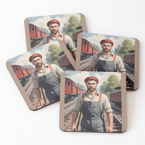 Item preview, Vintage style gay poster of young man - railroad worker 2 designed and sold by Museum Of Non-Existing Art.