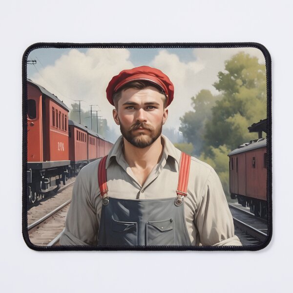 Item preview, Vintage style gay poster of young man - railroad worker 2 designed and sold by Museum Of Non-Existing Art.