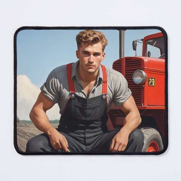 Item preview, Vintage style gay poster of young man - road worker 2 designed and sold by Museum Of Non-Existing Art.