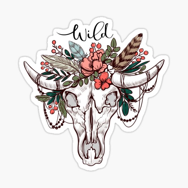 Item preview, Boho Deer Skull with Flowers Floral Deer Antlers Stay Wild designed and sold by tanabe.