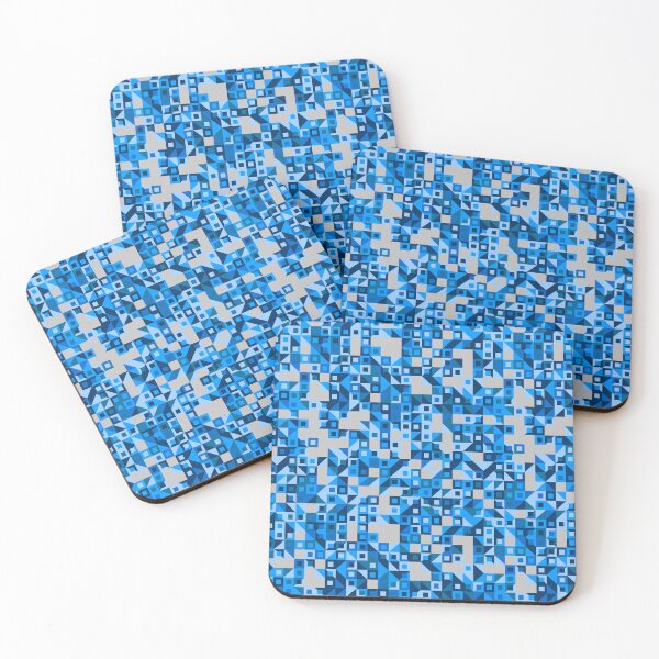 Item preview, Blue Multicolor Square Tile Geometry Grey Background designed and sold by EvergreenMotifs.