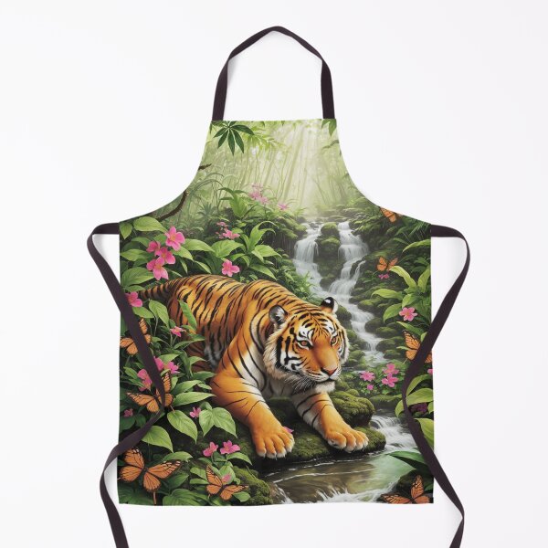 Item preview, Majestic Tiger In Tropical Jungle: Watching Monarch Butterflies designed and sold by EnchantedVista.