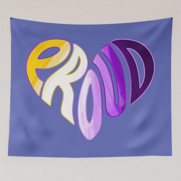 Item preview, Proud LGBTQ+ Watercolor Heart Nonbinary Flag designed and sold by Olivia Ossege.