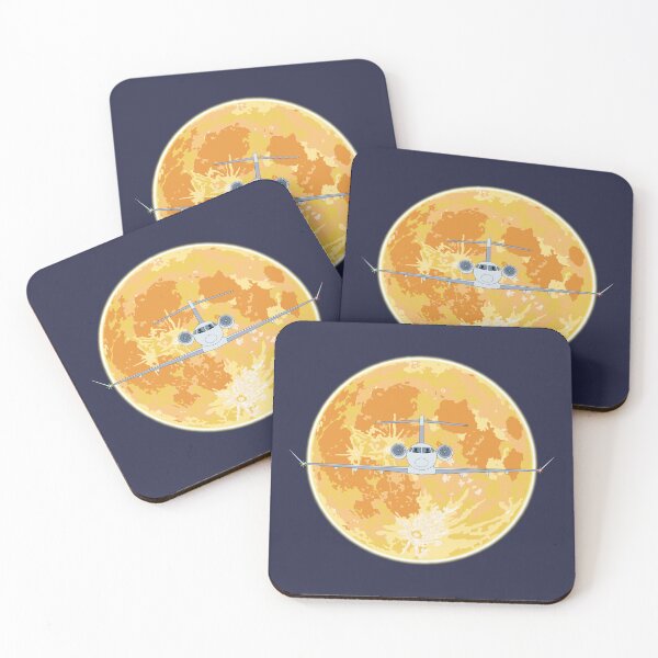 Item preview, Bombardier Challenger 350 Jet Orange Moon Night Flight Design designed and sold by skye-studio.