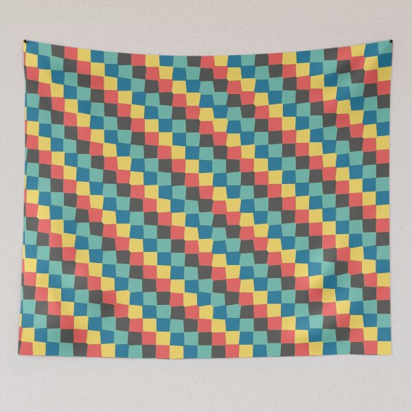 Item preview, Random Multicolor Joined Scales Square Symbols Connected Geometry designed and sold by EvergreenMotifs.