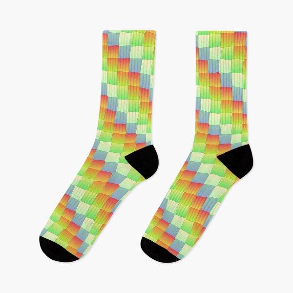 Item preview, Random Multicolor Joined Scales Square Symbols Connected Geometry designed and sold by EvergreenMotifs.