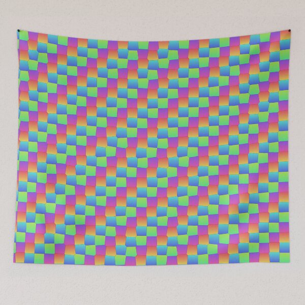 Item preview, Rainbow Multicolor Joined Scales Square Symbols Connected Geometry designed and sold by EvergreenMotifs.