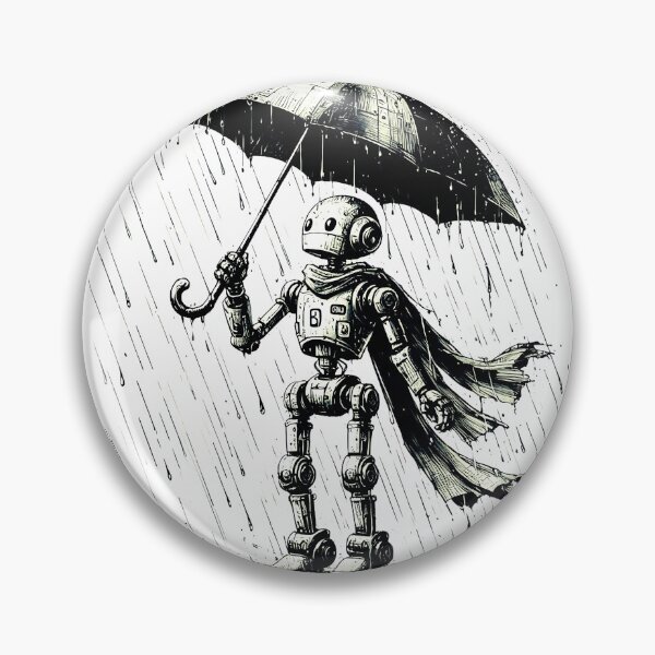 Item preview, The Robot waits in the rain for his love designed and sold by PixelCraftDSG.