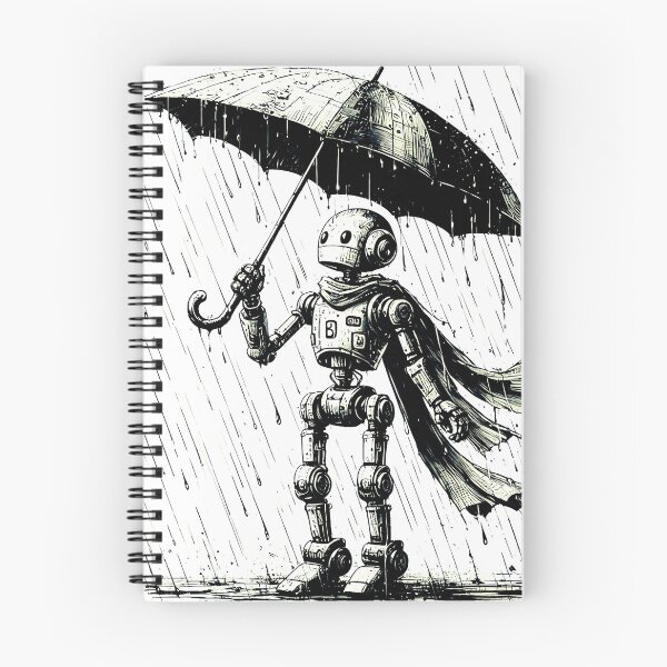 Item preview, The Robot waits in the rain for his love designed and sold by PixelCraftDSG.