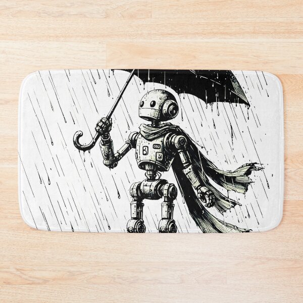 Item preview, The Robot waits in the rain for his love designed and sold by PixelCraftDSG.